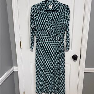 Anne Klein Long Sleeve Dress in Black and Teal